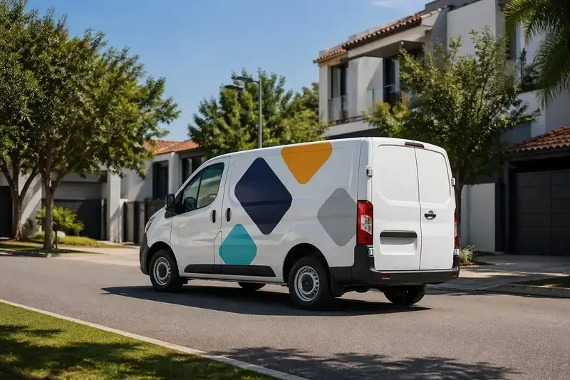 Rotulación completa de vehículo con stickers de vinilo para una van de empresa en Costa Rica